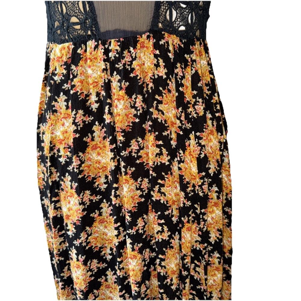 Free People Lonesome Dove High Low Black Floral Dress Size 6 - Picture 9 of 12